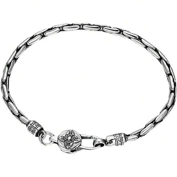 Stainless Steel Chain Link Bracelet, Mantra, Curb Hand Woven Engraved - Picture 5 of 5